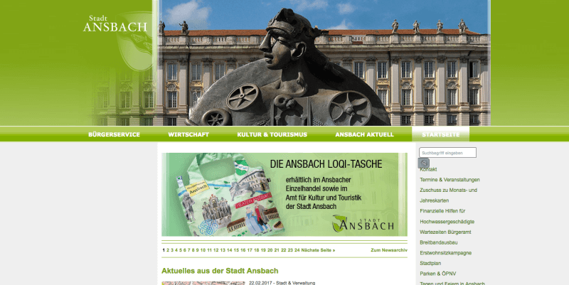 Homepage der Stadt Ansbach